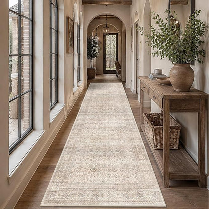 Schweek 3x12 Hallway Runner Rugs Washable Beige Kitchen Runners Non Slip | Low by Schweek