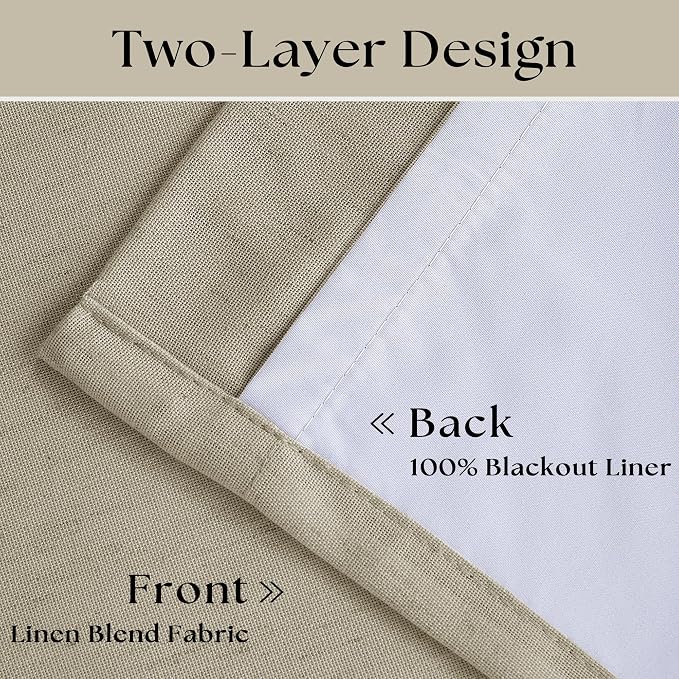 Burlywood Birch 63 Inch Blackout Pleated Linen Curtains - Image 4