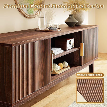 PRAISUN 54 Inch TV Stand for 50, 55 Inch TV, Fluted Entertainment Center - Image 7