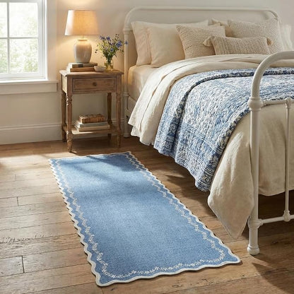 GarveeHome 2x6 Scalloped Washable Runner Rug Non Slip Hallway Kitchen Rug | - Image 3