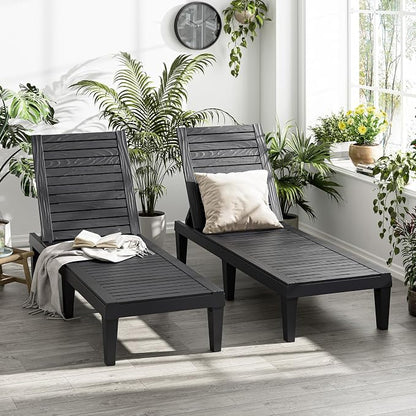Outdoor Lounge Chairs Set of 2, 5-Position Adjustable Tanning Chairs - Image 8