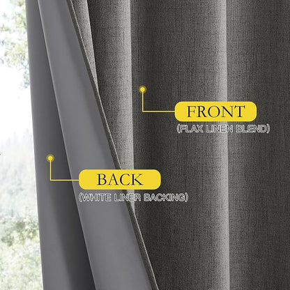 NICETOWN Grizzle Gray Vintage Linen 100% Blackout Curtains - Image 6