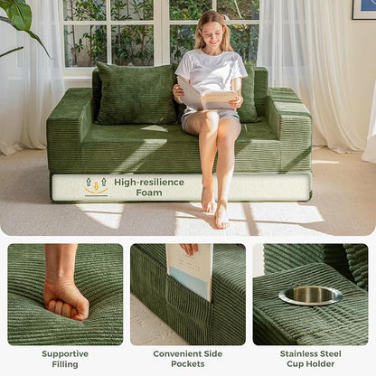 MAXYOYO Loveseat Sofa Bed, 4 in 1 Convertible Boneless Couch Folding Recliner - Image 7