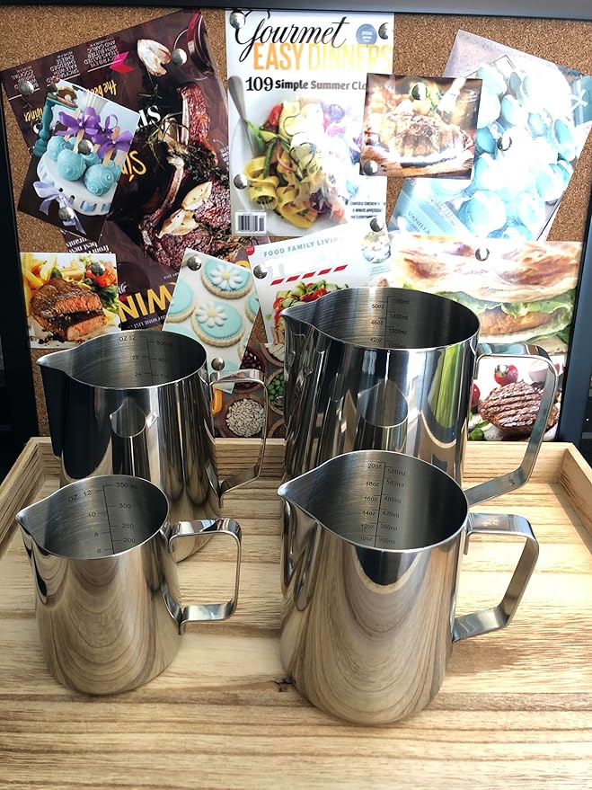 Stainless Steel Milk Frothing Pitcher - 20oz, Perfect for Latte Art, Steam Pitcher with Measurement Scale