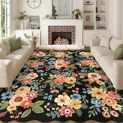 DUKINO 8x10 Area Rug for Living Room, Floral Washable Rug Non Slip, Low Pile - Image 8