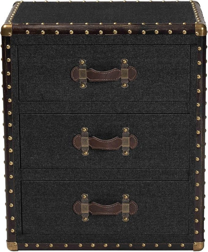 Baxton Studio Mallison Vintage Black Canvas 3-Drawer End Table - Image 5