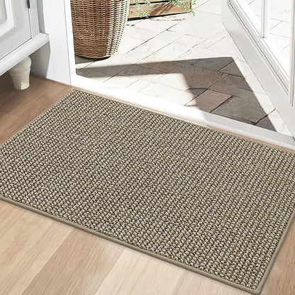 BEQHAUSE Dirt Trapper Door Mat 24" x 36", Non-Slip Washable, Light Beige | by BEQHAUSE
