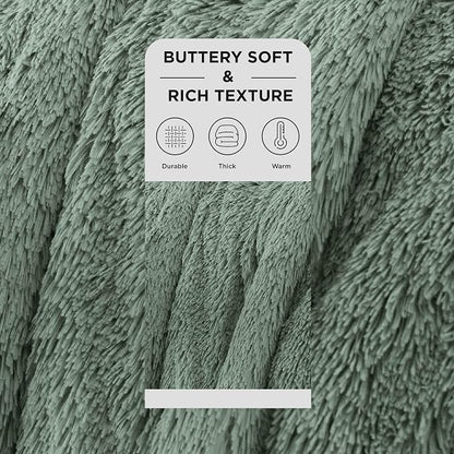 Bedsure GentleSoft Fluffy Sage Green King Size Blanket - Image 2