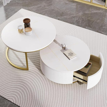 27.6" Modern Round Nesting Coffee Table Fluted - Image 4