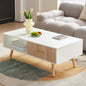 Coffee Table with Storage, Mid Century Boho Wood Center Table with Open Storage by Ganooly