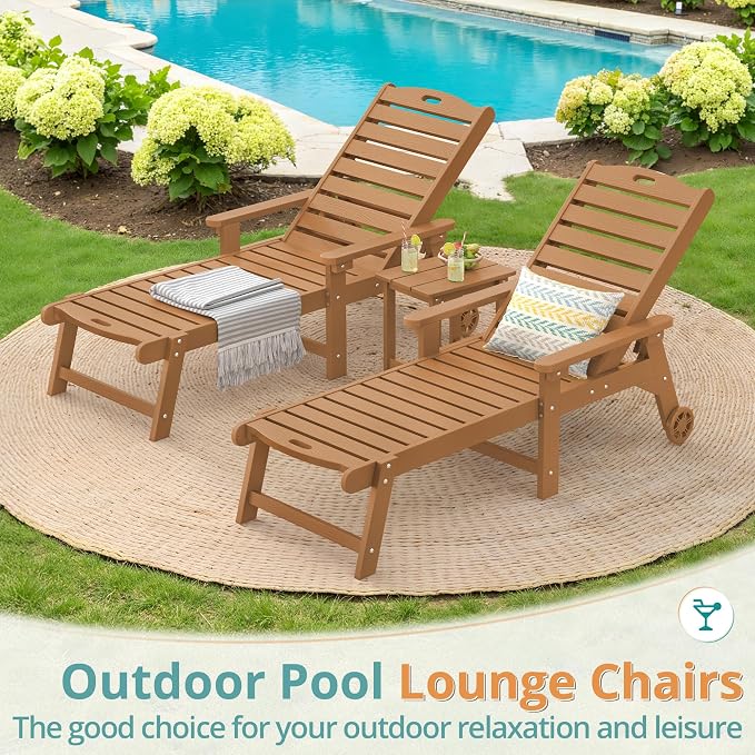 LUE BONA Lounge Chair Outdoor, HDPS Chaise Lounge Outdoor - Image 2