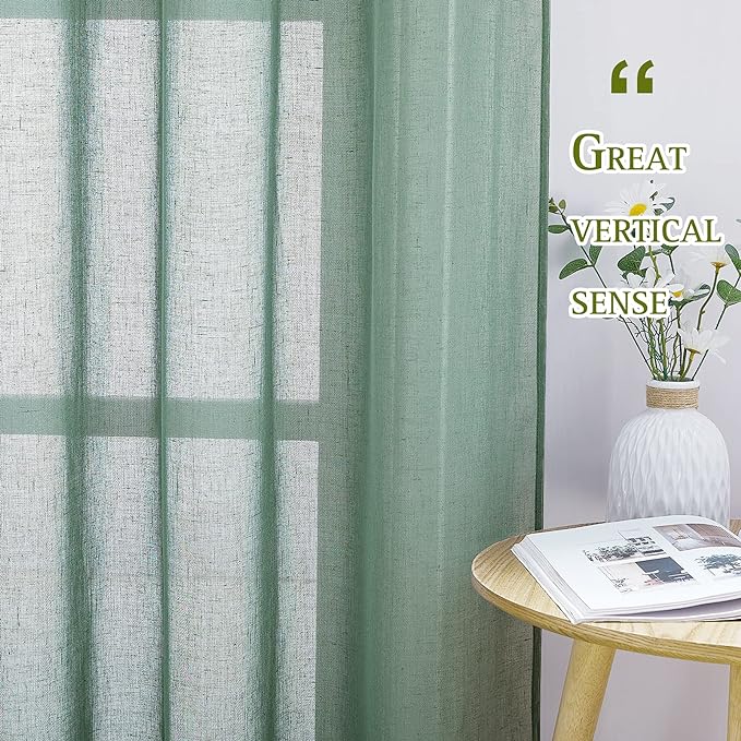 NICETOWN Linen Sheer Curtains Flax Textured - Image 3