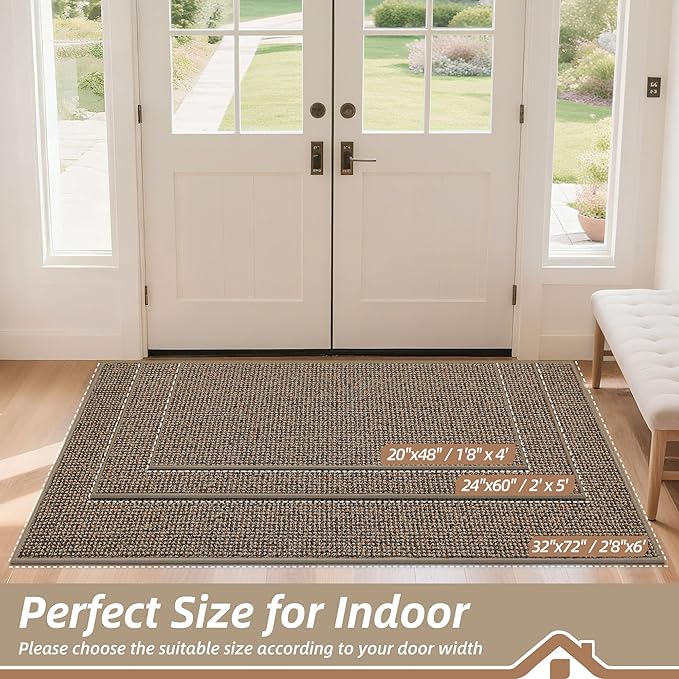 BEQHAUSE Dirt Trapper Door Mat 24" x 60", Non-Slip Washable Doormats, Low - Image 2