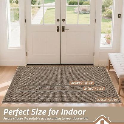 BEQHAUSE Dirt Trapper Door Mat 24" x 60", Non-Slip Washable Doormats, Low - Image 2