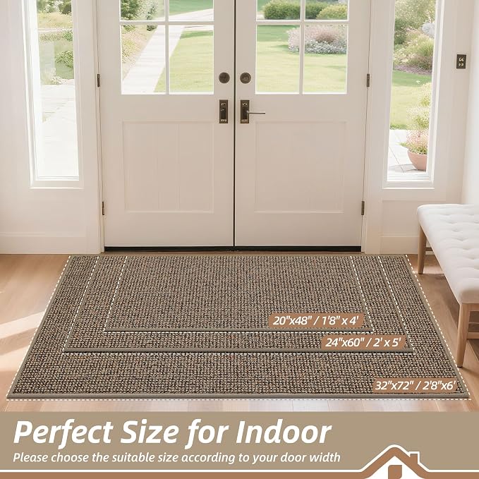 BEQHAUSE Dirt Trapper Door Mat 32" x 72", Non-Slip Washable Doormats, Low - Image 2