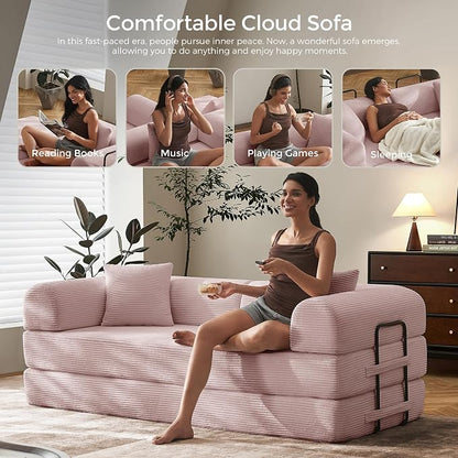 SAVENICA 79" Floor Sofa Bed Convertible, 5-in-1 Sleeper Sofa - Image 8