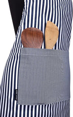 AMOUR INFINI Cotton Aprons for Women with Pockets Adjustable Strap and Waist Ties Washable Printed Aprons for Baking, Cooking, Gardening (27.5 x 33 Inches - Blue)
