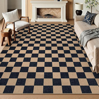 Lahome Checkered Easy Jute Living Room Rug, 9x12 Outdoor Area Rugs Washable | - Image 8