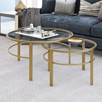 Henn&Hart Round Nested Coffee Table in Brass, Coffee Table coffee tables - Image 15