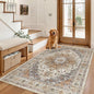 Madane Area Rug 3x5, Washable Vintage Entry Rugs by Madane