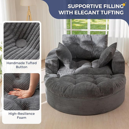 MAXYOYO Oversized Round Chaise Lounge Sofa, Upholstered Lounge Chair - Image 6