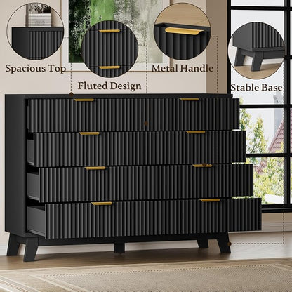 BORNOON Fluted 8 Drawer Tall Dresser, 47.2" Wide Modern Boho Chest of Drawers - Image 5