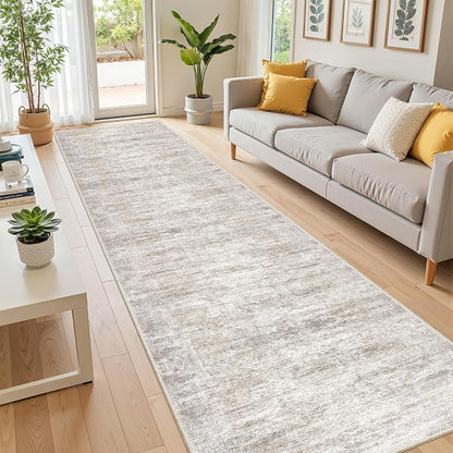 2x10 Runner Rug Non Slip, Washable Hallway Runner Rug, Taupe | Long Neutral Rugs - Image 4
