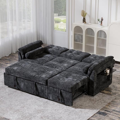 Convertible Sleeper Sofa Bed, 63 Inch Chenille Pull Out Couch - Image 9
