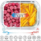 Glass Tupperware Set with Acacia Lids - 4 Stackable Meal Prep Containers. Durable heat resistant Inert Borosilicate Glass
