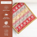 Maison d' Hermine Pot Holders 100% Cotton Heat Resistant Potholders 8" x 8" Hot Pads with Loop BBQ, Cooking, Baking, Grilling, Kitchen, Handling Hot Pans (Pack of 1, Sofia)
