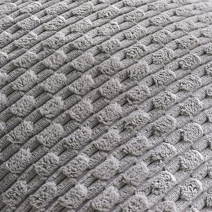 Set of 4 Grey Decorative Throw Pillow Covers 26x26 Inch Corduroy Pillow Covers - Image 5
