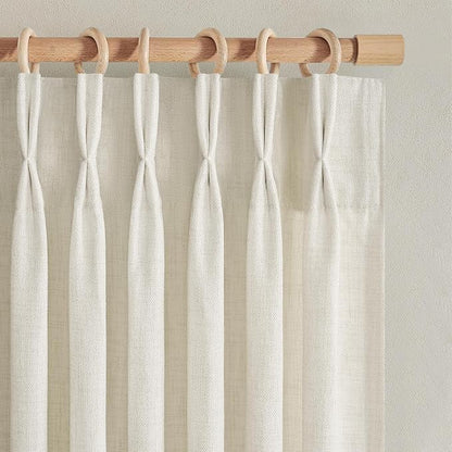Pinch Pleated Linen Curtains 84 Inch Length 2 Panels Set by PleatedDrapes