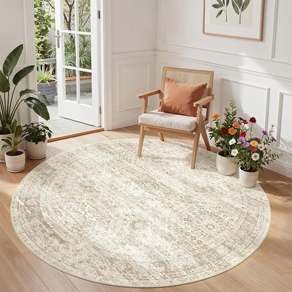 Round Rug 6ft, Circle Rug for Dining Room Table, Dining Room, Nursery Room by Restydon