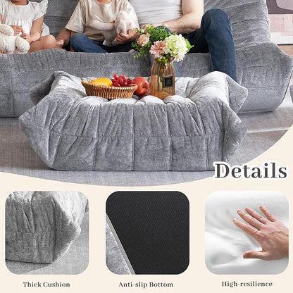 Bean Bag Ottoman, Memory Foam Lazy Bean Bag Sofa, Fireside Chair Foot Rest - Image 5