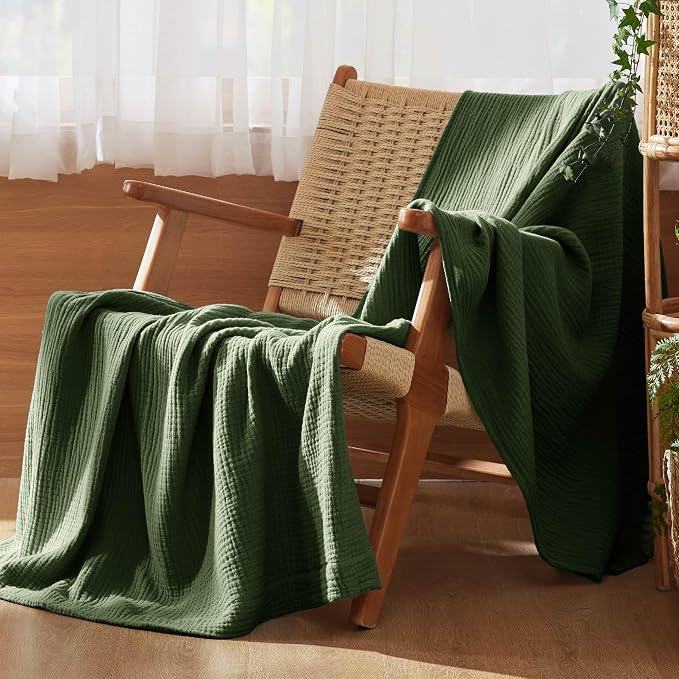 Bedsure 100% Cotton Muslin Throw Blanket Large 50x70 Inches - Image 5