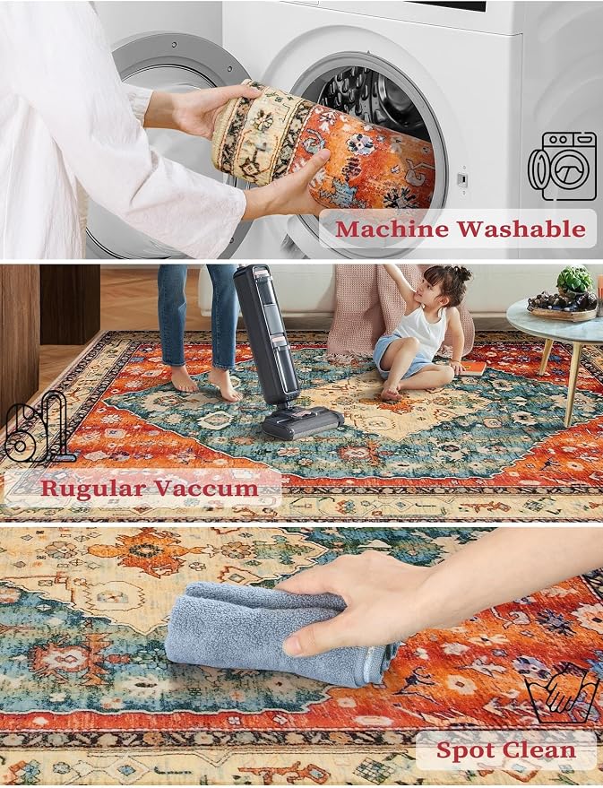 SERISSA 3x14 Washable Non Slip Boho Runner Rug - Image 3
