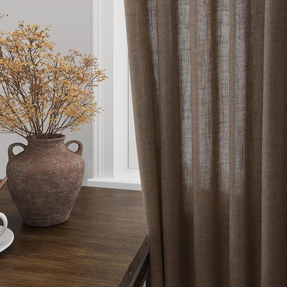 Light Brown Linen Curtains 120 Inch Extra Long - Image 2