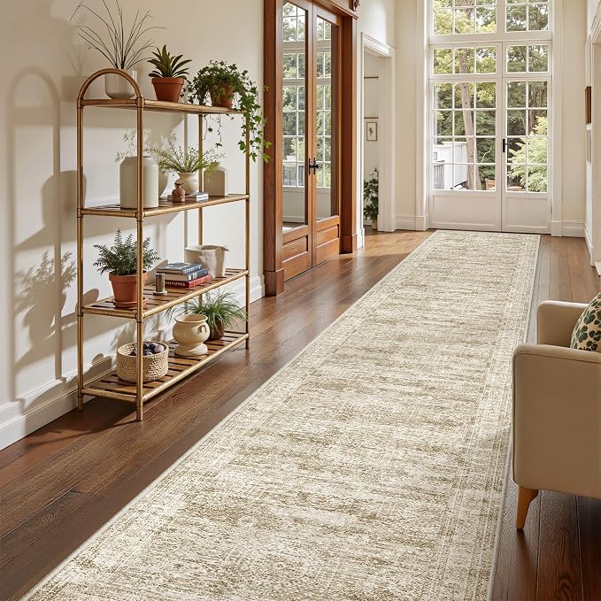 2'6 x 14' Runner Rug Non Slip, Washable Kitchen Rugs, Living Room, Extra Long by Restydon