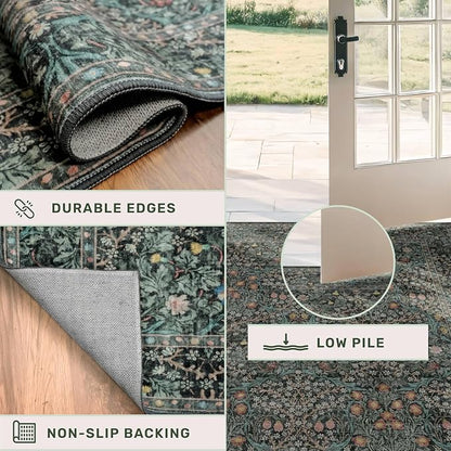 Dark Green 3x10 ft Extra Long Wide Runner Rug - Image 5