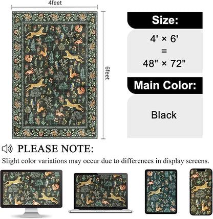 DUKINO 4x6 Area Rug, Non Slip Animal Washable Rug - Image 2