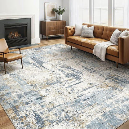 LOONGRUG Area Rug 5x7 Washable Neutral Modern Living Room Rugs Blue | Abstract by LOONGRUG