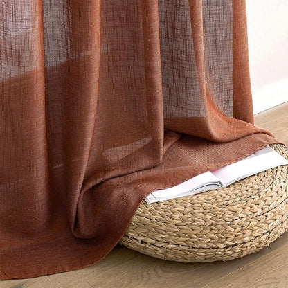 MIULEE Burnt Orange Fall Linen Curtains 52x63 Inch 2 Panels - Image 6