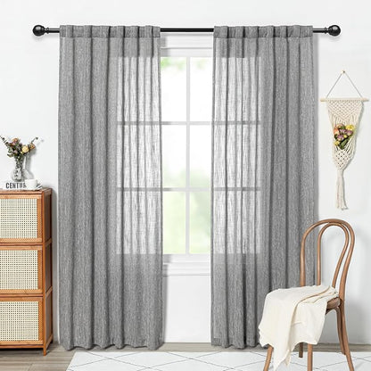 MYSKY HOME Living Room Curtains 2 Panels Boho Semi Sheers Long Drapes Light - Image 2