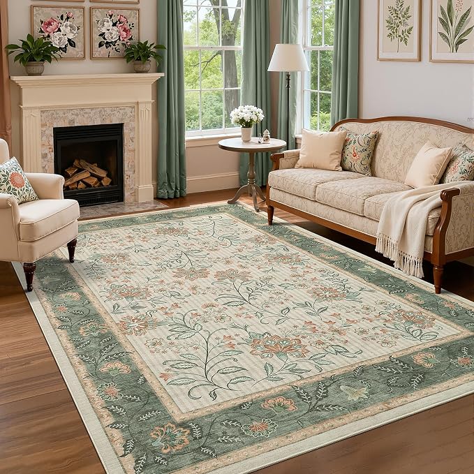 GarveeHome 4x6 Sage Green Washable Area Rug Bedroom Non Slip Nursery Room | - Image 4