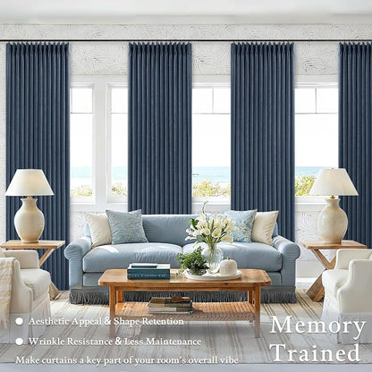 Extra Long Navy Blackout Pinch Pleat Curtains 120 Inches Long - Image 4