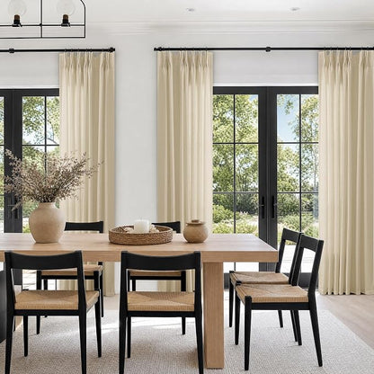 Light Filtering Pinch Pleat Linen Curtains 102 Inches Long Beige | Boho - Image 8