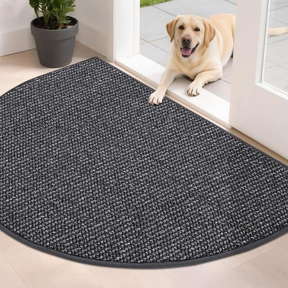 BEQHAUSE Dirt Trapper Door Mat 32" x 48" Half Circle Non Slip, Charcoal | by BEQHAUSE