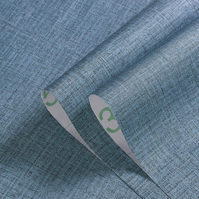 Blue Peel and Stick Wallpaper Linen Contact Paper - Image 3