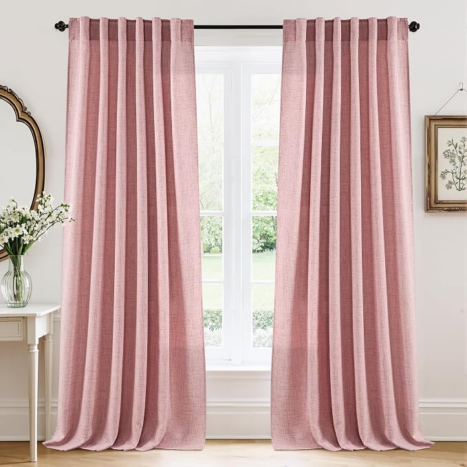 RYB HOME Sheer Curtains 102 inches, Extra Long Floor to Ceiling Curtains | Half by RYBHOME