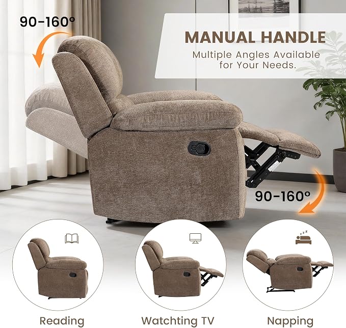 Betsy Furniture Modern Fabric Recliner Sofa Set, Loveseat w/Console, Recliner - Image 5